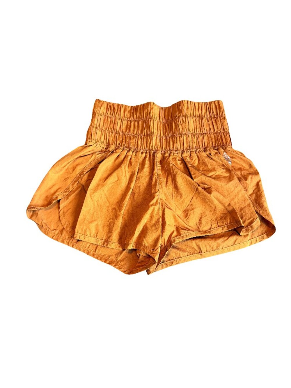 Free People Movement Rust Orange Smocked Dolphin Hem Shorts Boho X-Small Women's